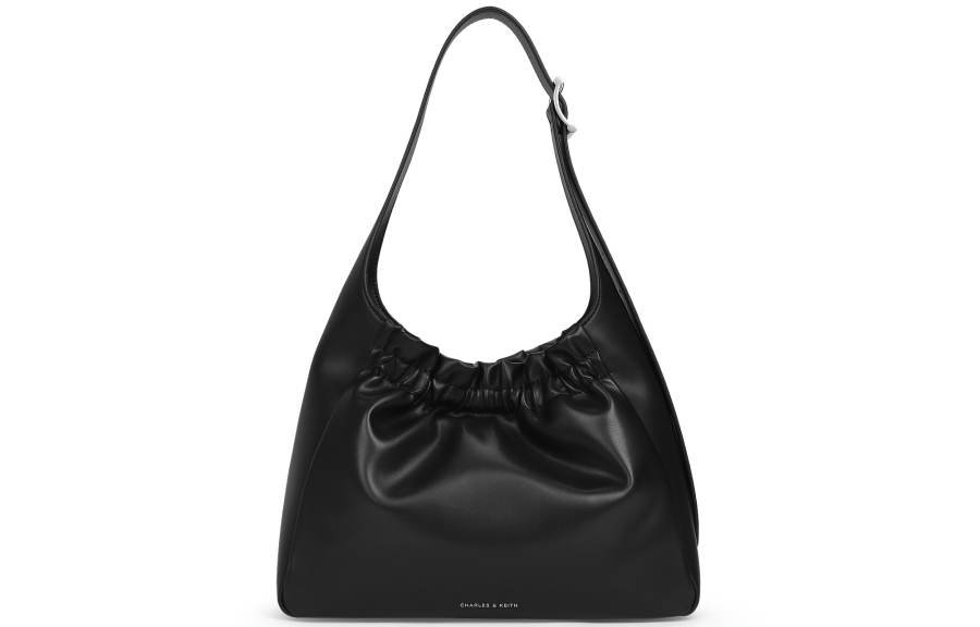 CHARLES&KEITH Pu Shoulder Bag Medium Women's Brown/Cream Milk White/Noir Black