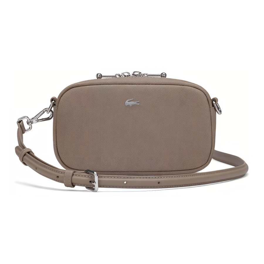 LACOSTE PVC Shoulder Bag, Crossbody Bag Small Women's Khaki