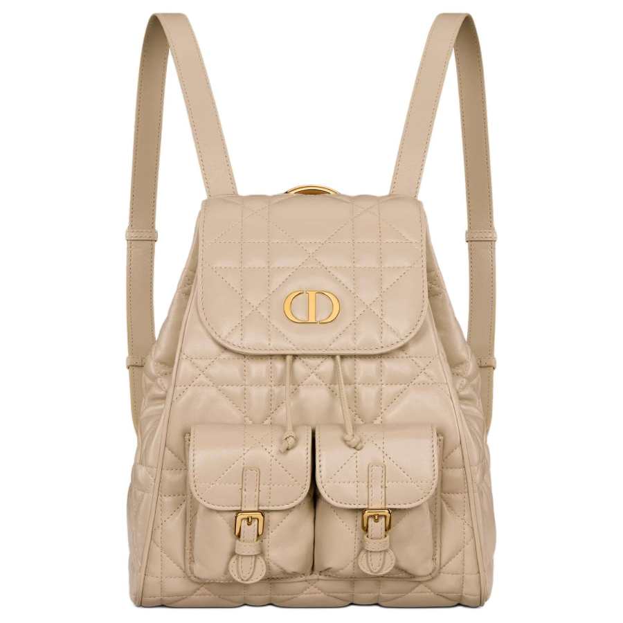 DIOR Caro Sheepskin Backpack Medium Women's Rouge Beige