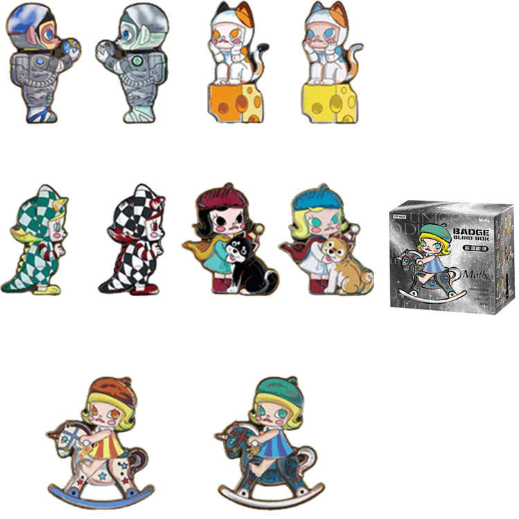 POP MART POP MART Molly Anniversary Sculpture Classic Return Collection, Badge Mystery Boxes Single Mystery Box/Full Box 10 Pcs