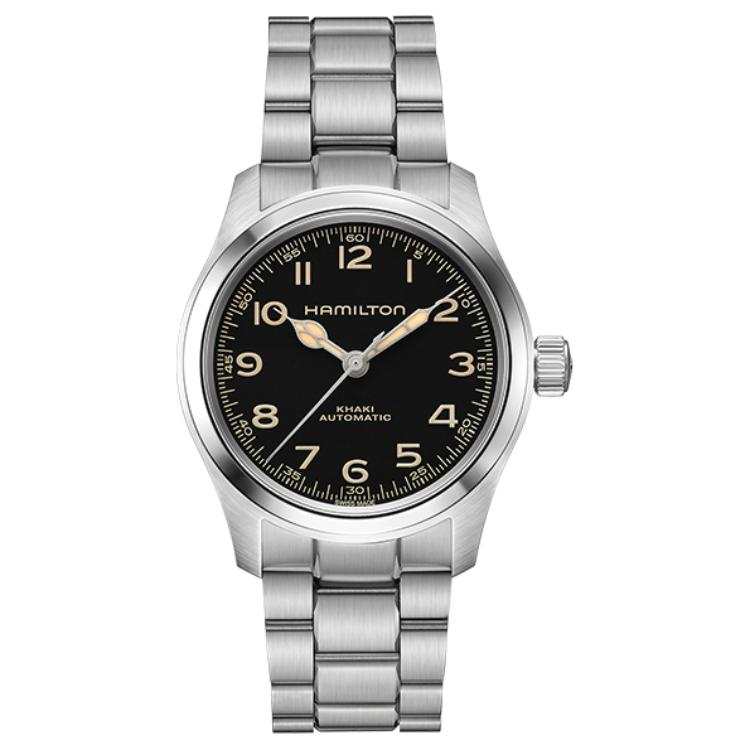 HAMILTON Khaki Field Series Automatic Mechanical Movement 100m Waterproof Unisex Watch 38mm Black Dial