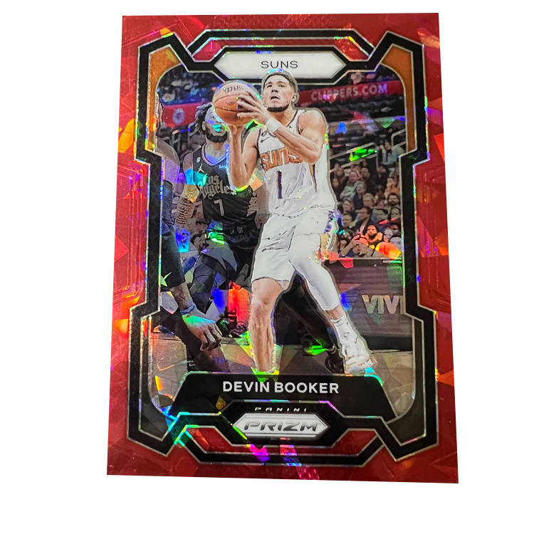 PANINI 2023 24 Basketball NBA Suns Core, Devin Booker Prizm Collection, Red Ice Fold, Star Card, Rare Card Sports Cards
