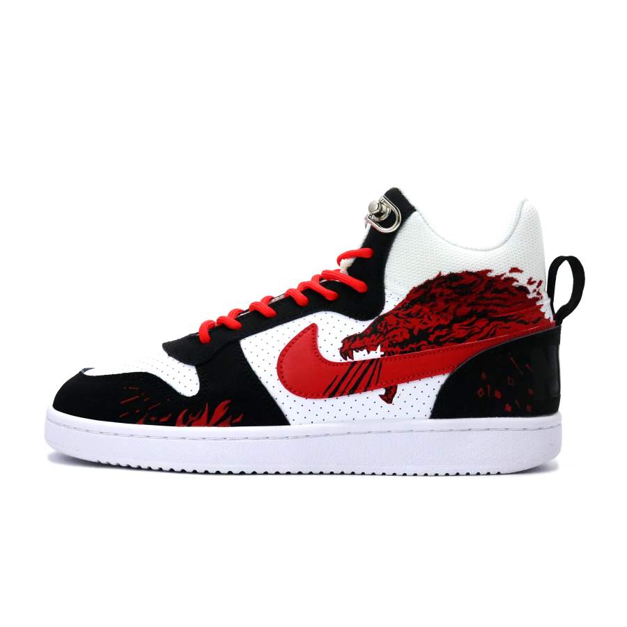 Nike Nike Court Borough Lightweight, Breathable, And Slip Resistant Mid top Skateboard Shoes Men's Black Red White