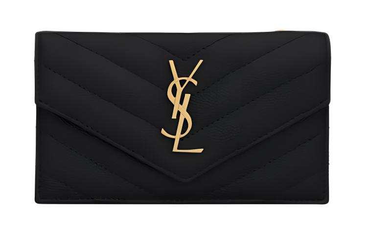 SAINT LAURENT Lambskin Card Holder Women's Black