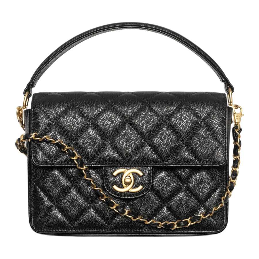 CHANEL Calfskin Shoulder Bag, Crossbody Bag, Handbag Small Women's Black