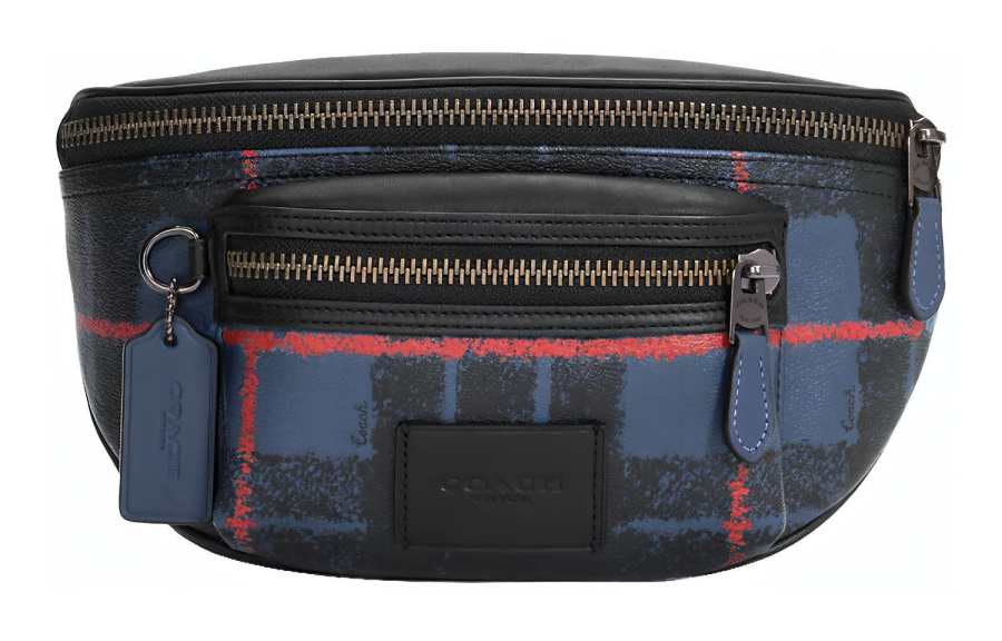 COACH Westway Canvas With Leather Crossbody Bag, Sling Bag, Fanny Pack Medium Men's Dark Blue & Red