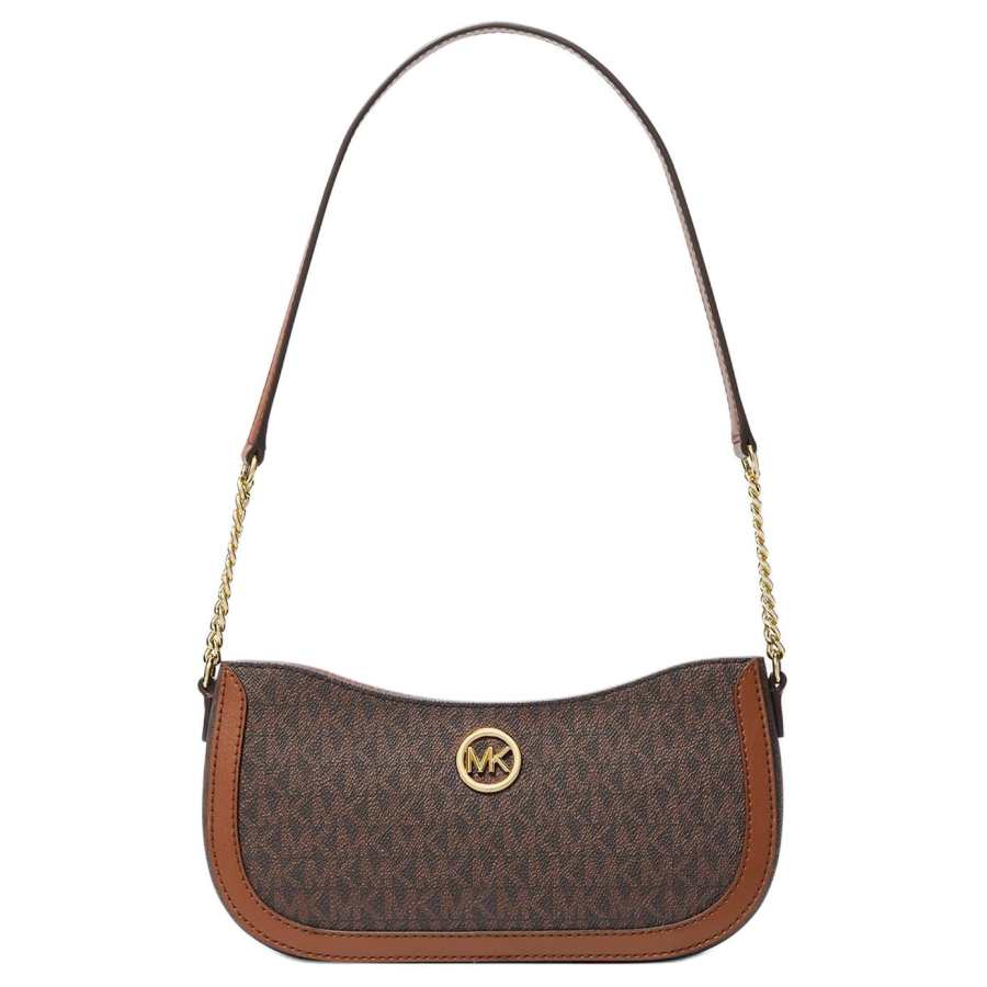 MICHAEL KORS Coated Canvas With Polyester And PU Clutch Handbag, Shoulder Bag Small Women's Brown
