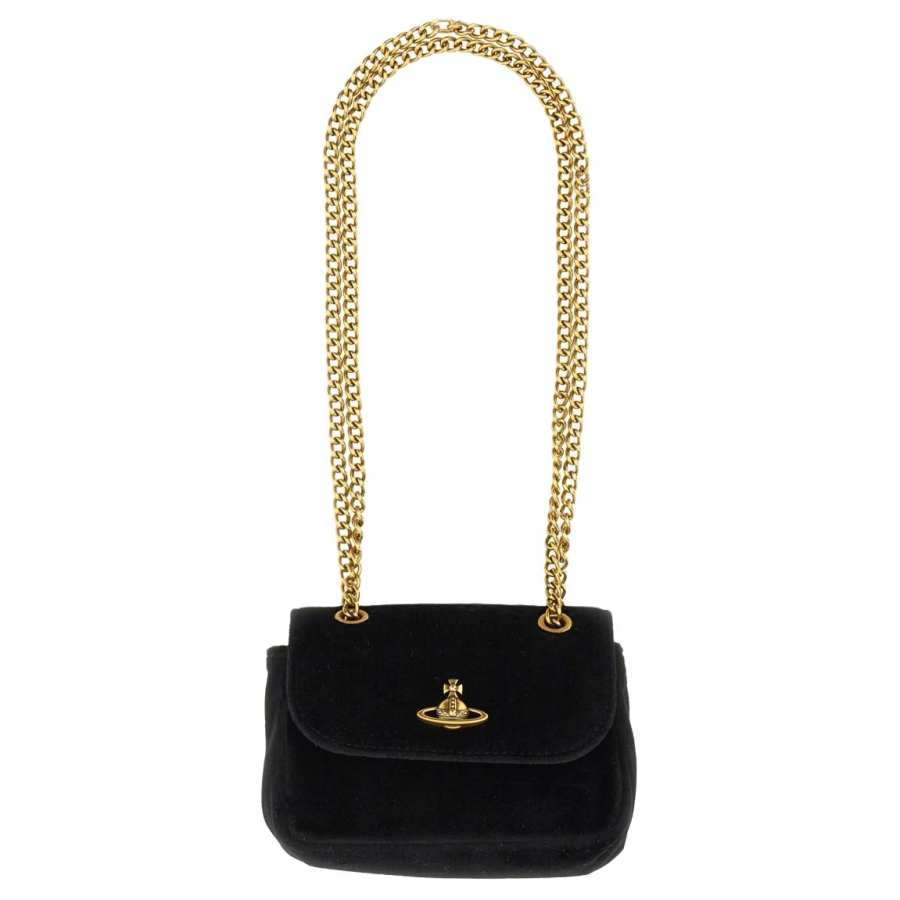 Vivienne Westwood Velvet Shoulder Bag, Crossbody Bag Small Women's Black