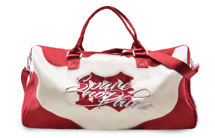 Spare No Pains Polyester Gym Bag Large Unisex Red White