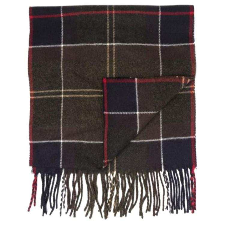 BARBOUR Check print Fringed Scarf
