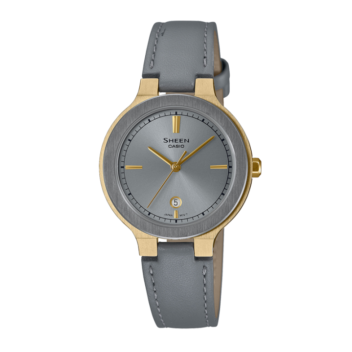 CASIO CASIO SHEEN Quartz Movement Genuine Leather Strap Watch Women's Watch Gray Dial