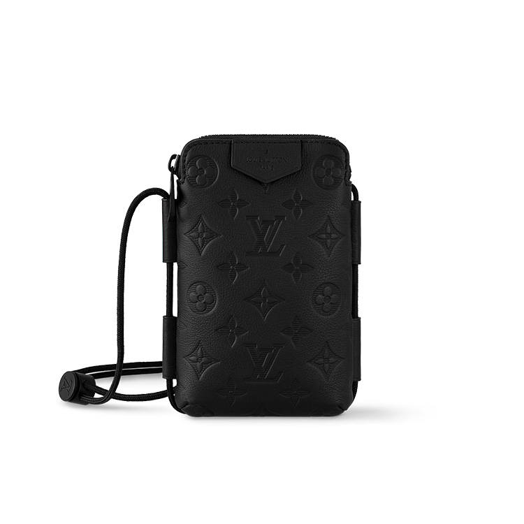 LOUIS VUITTON Cow Leather Crossbody Bag, Shoulder Bag Unisex Black