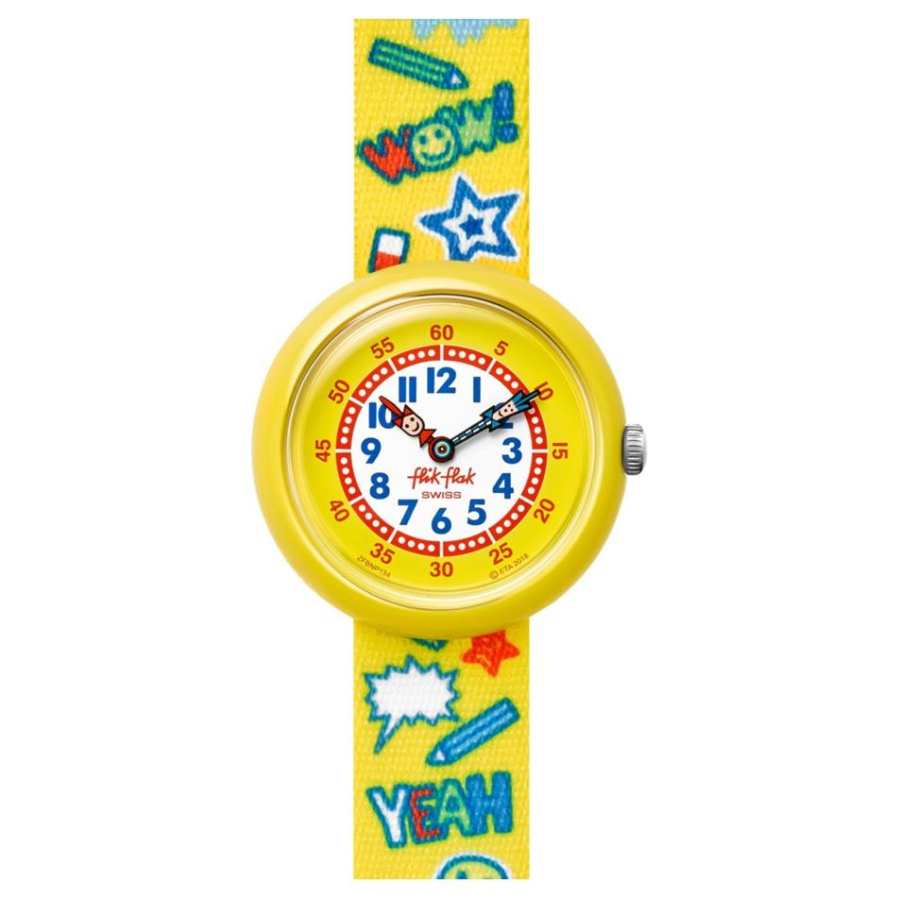 SWATCH Kids Flik Flak Feifei Series 31.85mm Yellow Watch FBNP134