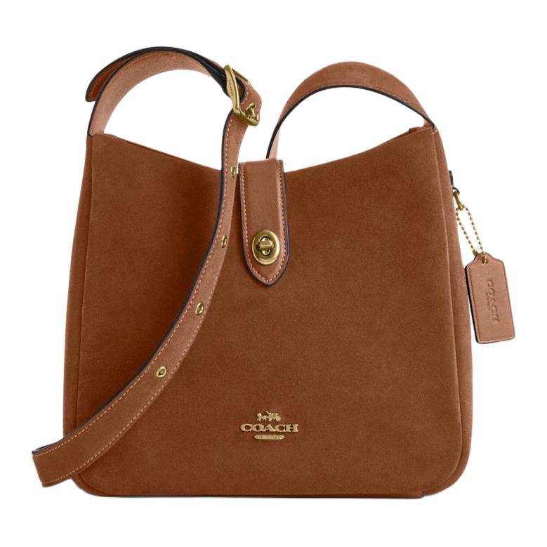 COACH Hadley Suede Shoulder Bag, Crossbody Bag Medium Women's Brown
