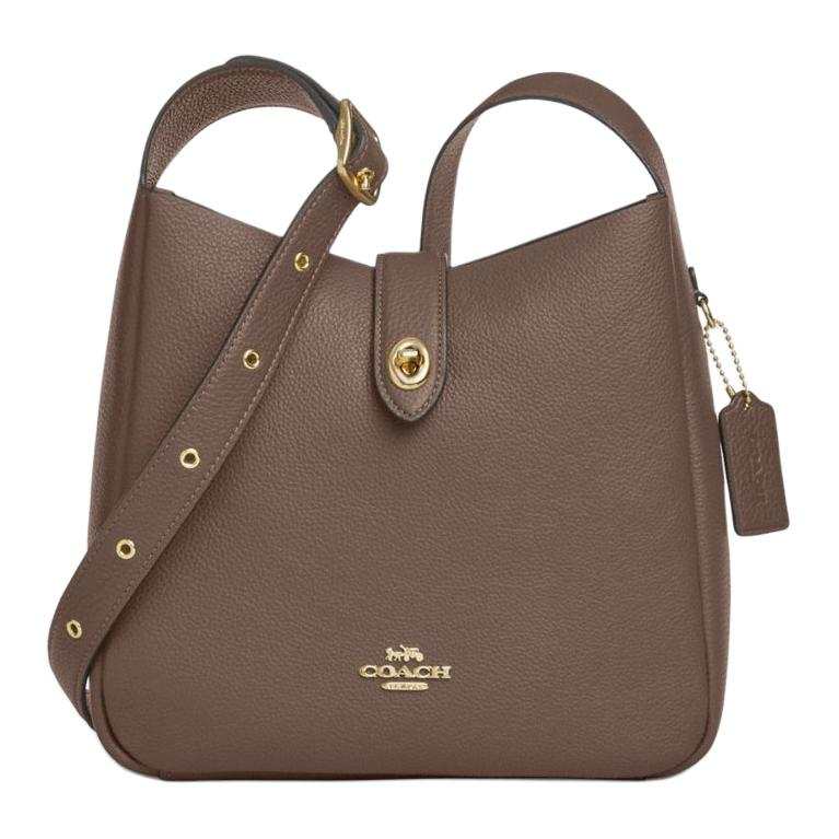 COACH Hadley Pebbled Leather Shoulder Bag, Crossbody Bag Medium Women's Dark Umber
