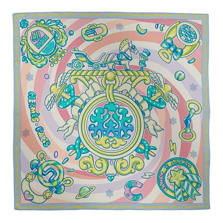 HERMES Silk Scarves Women's Neon Green