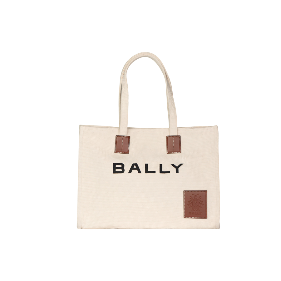 BALLY Canvas Bag, Tote Bag, Shopping Bag, Shoulder Bag, Handbag Women's White