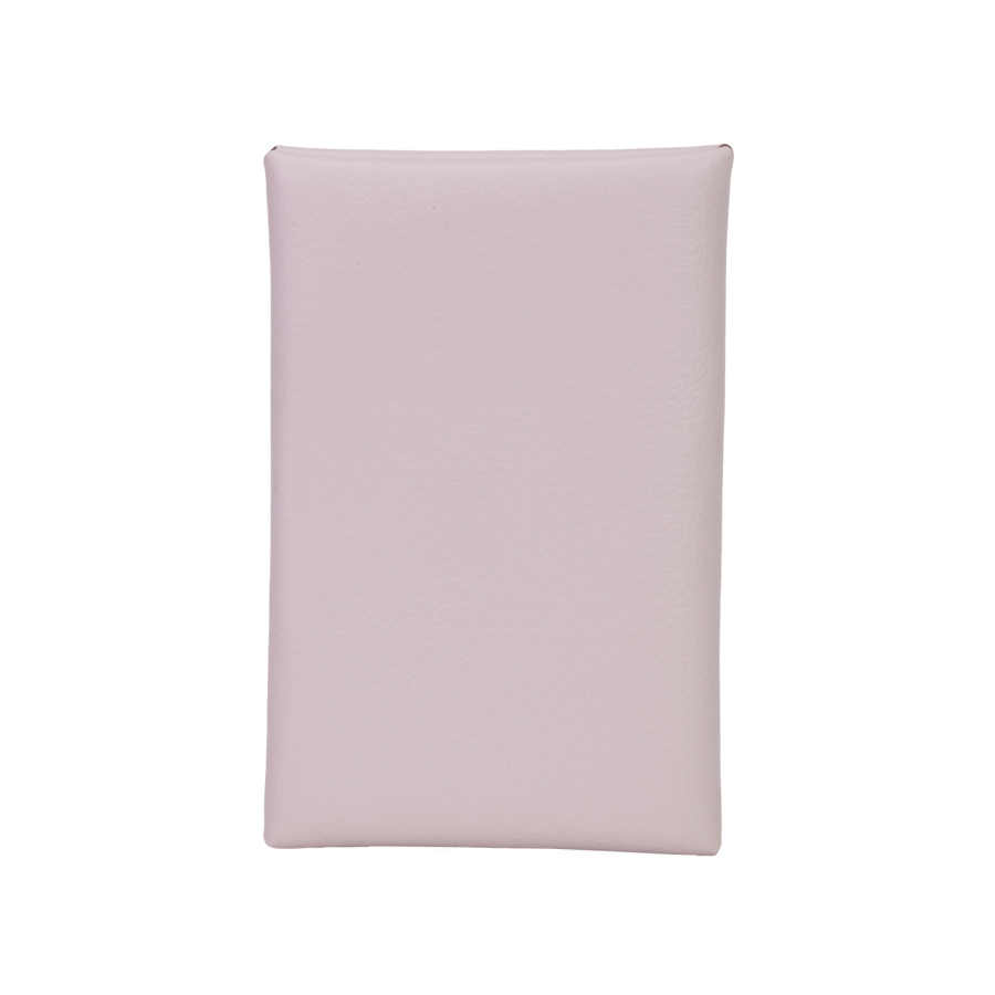 HERMES Calvi Silver Tone Buckle Evercolor Calfskin Card Holder Women's 09 Mauve Pale Dream Purple