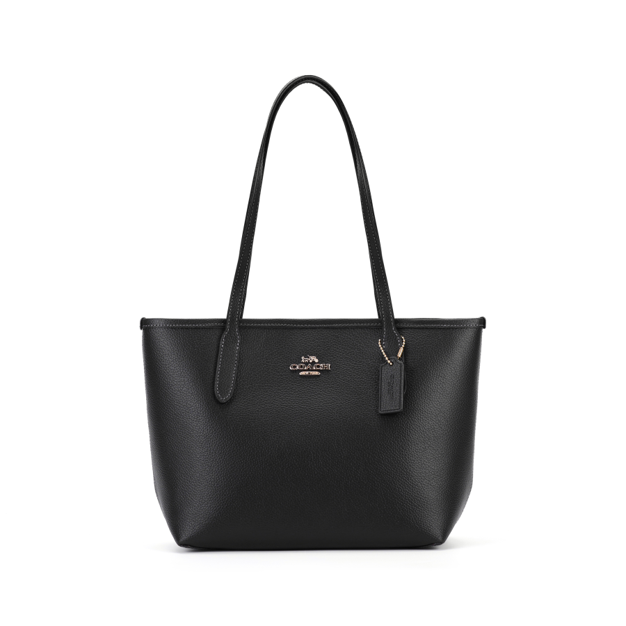 COACH City Cow Split Leather Tote Bag, Shopping Bag, Handbag, Shoulder Bag Medium Women's Black