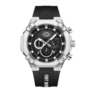 Dickies Quartz Movement Silicone Strap Black Dial Men's Watches