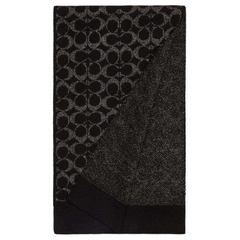 COACH COACH Merino Wool Knit Scarves Unisex Black