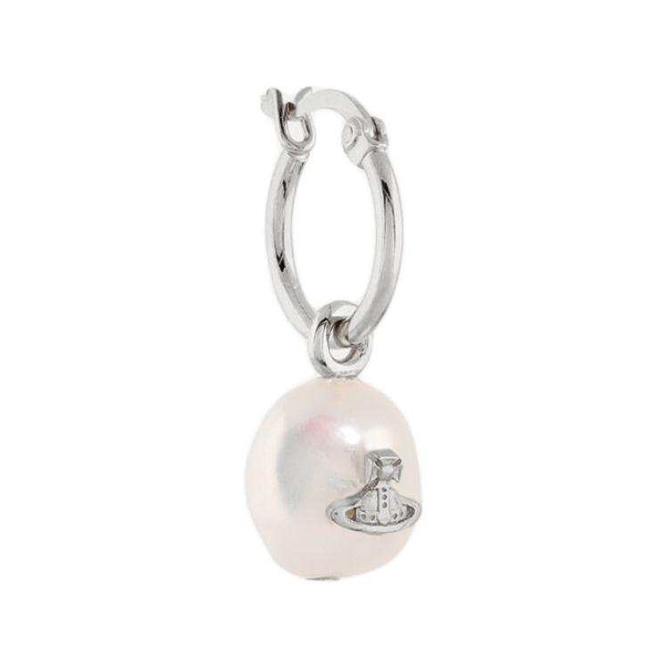 Vivienne Westwood Brass Single Hoop Earrings Women's Silver