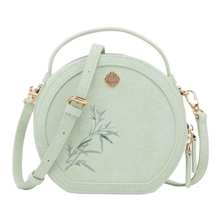 YEARCON Synthetic Leather Round Bag, One Shoulder Handbag Women's Green/Ecru