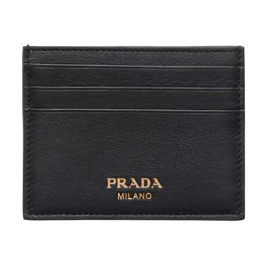 PRADA PRADA Leather Card Holder Men's Black