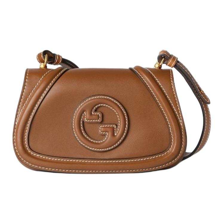 GUCCI Leather Shoulder Bag Mini Unisex Brown