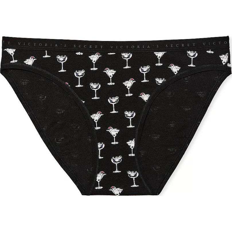 Victoria's Secret Stretch Cotton Bikini Panty/Black Martini Penguins Underpants Women's 1 Pack Black