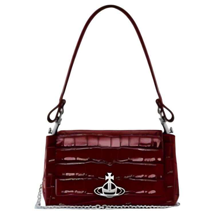 Vivienne Westwood HAZEL Calfskin Handbag, Shoulder Bag Medium Women's Burgundy