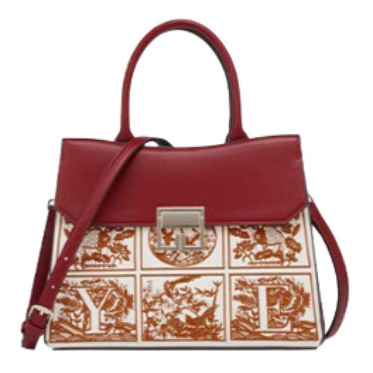 YEARCON Synthetic Leather Tote Bag, Shopping Bag, Shoulder Bag, Handbag Large Women's Apricot/Burgundy