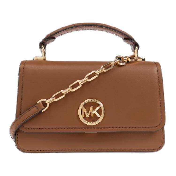 MICHAEL KORS Delancey Leather Shoulder Bag, Crossbody Bag, Handbag Women's Brown