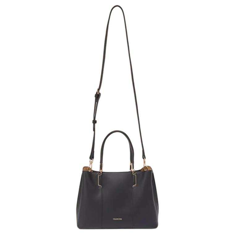 YEARCON Synthetic Leather Tote Bag, Shopping Bag, Shoulder Bag, Crossbody Bag, Handbag Large Women's Ecru/Black