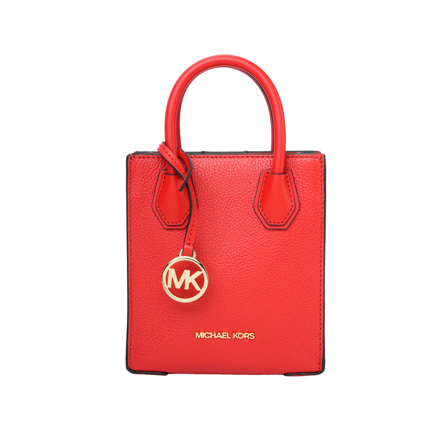 MICHAEL KORS Mercer Leather Tote Bag, Shopping Bag, Handbag, Shoulder Bag, Crossbody Bag Mini Women's Bright Red