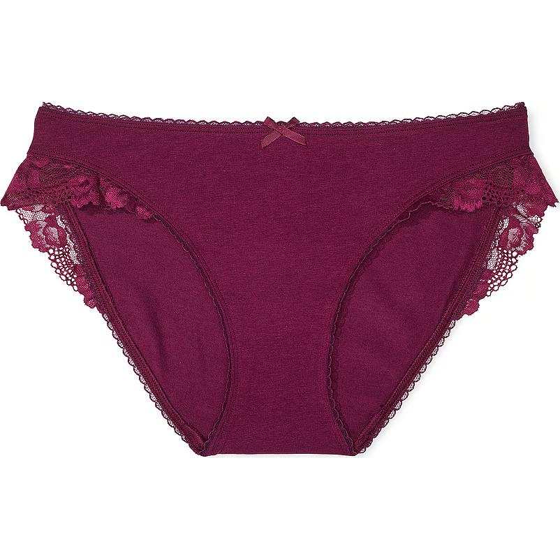 Victoria's Secret Stretch Cotton Bikini Panty/Plum Rouge Underpants Women's 1 Pack Plum Red