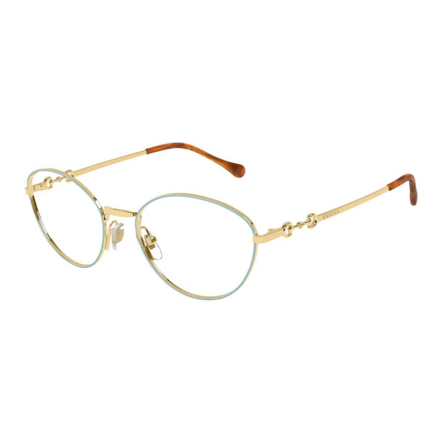 GUCCI Brand Logo Oval Eyeglass Frames Women's Gold