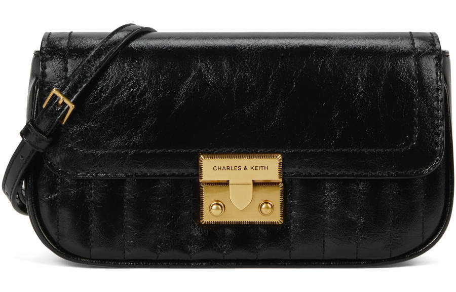 CHARLES&KEITH Pu Crossbody Bags Small Women's Black/Wine Red