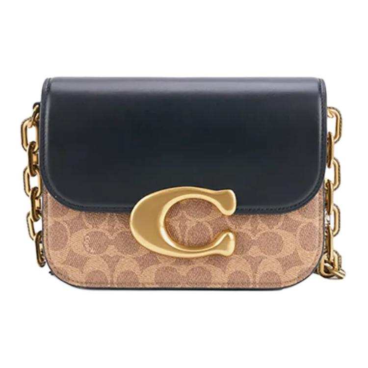 COACH Snake Leather One Shoulder Handbag Small Women's Black & Brown Yellow