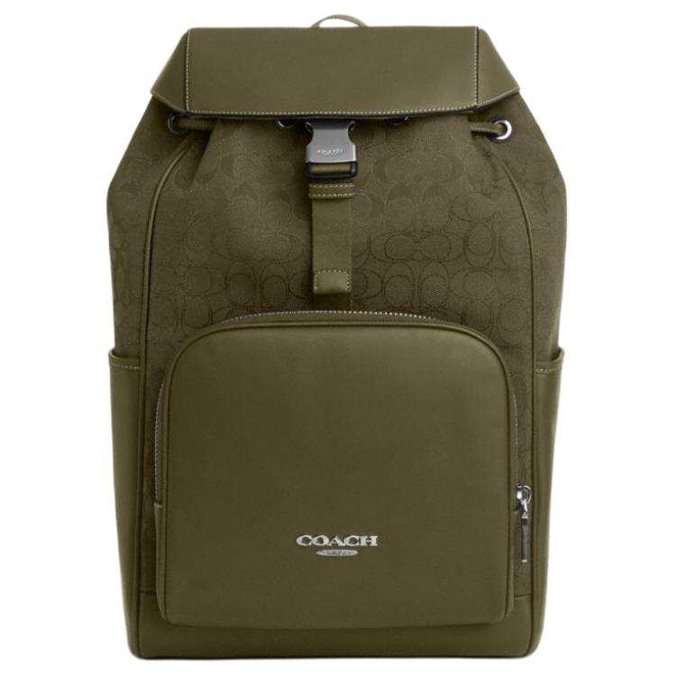 COACH COACH Cow Leather Backpack Medium Unisex Gray Olive