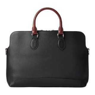 Ralph Lauren Calfskin One Shoulder Crossbody Handheld Briefcase Men's Black