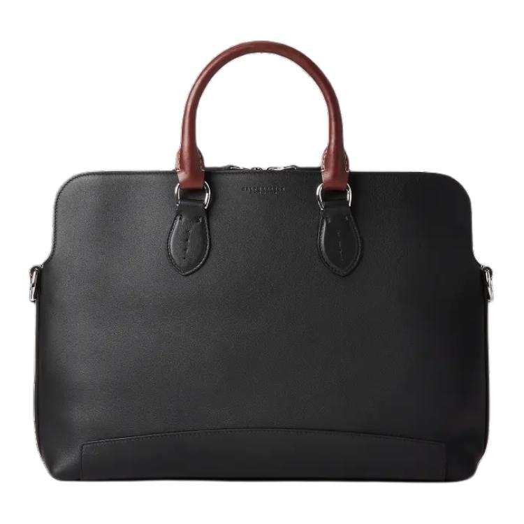 Ralph Lauren Calfskin One Shoulder Crossbody Handheld Briefcase Men's Black