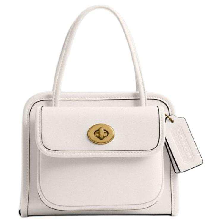 COACH Safari Cow Leather Tote Bag, Shopping Bag, Shoulder Bag, Crossbody Bag, Handbag Small Women's Chalk White