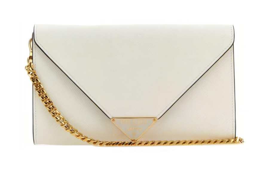 PRADA Saffiano Calfskin Shoulder Bag, Crossbody Bag, Wallet Women's White