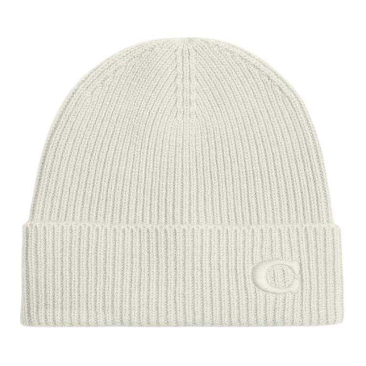 COACH COACH Sheep Wool Beanies Unisex White