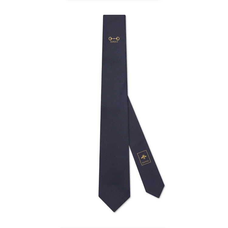 GUCCI Gucci bee-embroidered logo tie