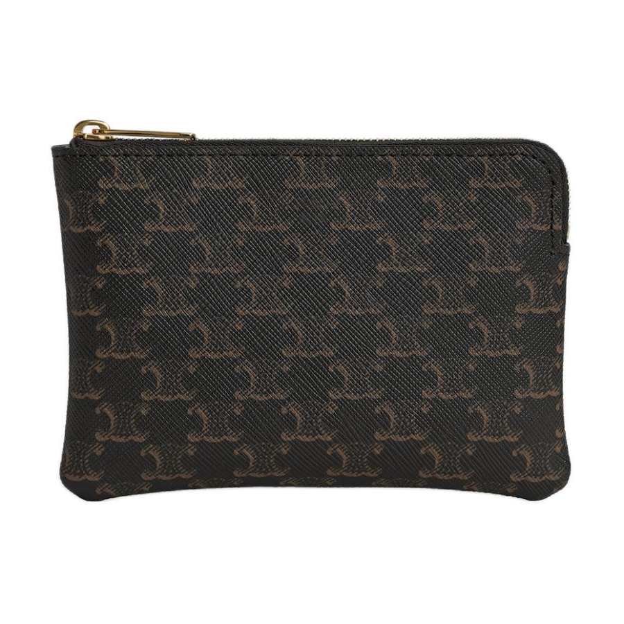 CELINE CELINE Triomphe Artificial Leather Coin Purse, Card Holder Men's Black