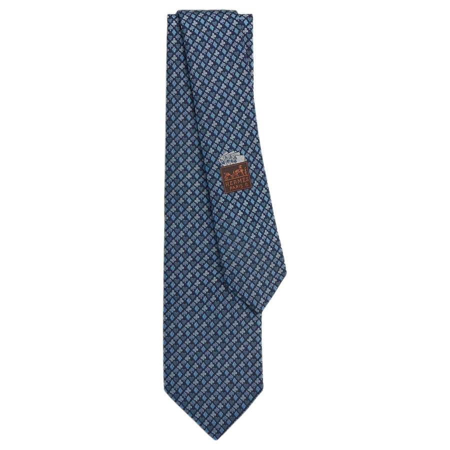HERMES HERMES Mulberry Silk Ties Men's Marine Blue