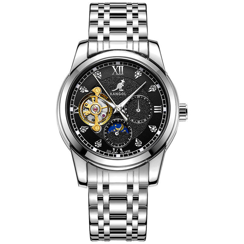 KANGOL Moon Phase Collection Automatic Mechanical Movement Stainless Steel Watchband Watch Men's Watches