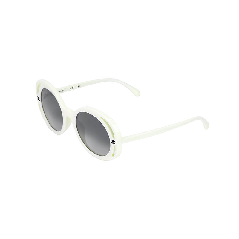 CHANEL CHANEL Acetate Irregular Shape Sunglasses Women's Beige